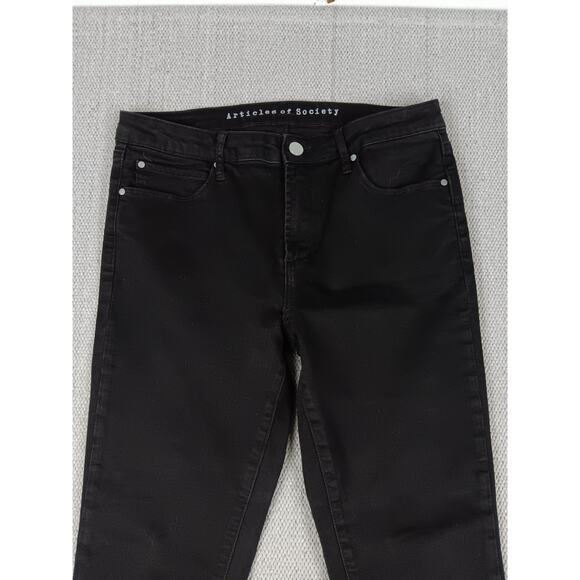 Articles of Society Skinny Jeans Womens 31 32X28 Black Out Stretch Raw Hem Ankle - Picture 6 of 15